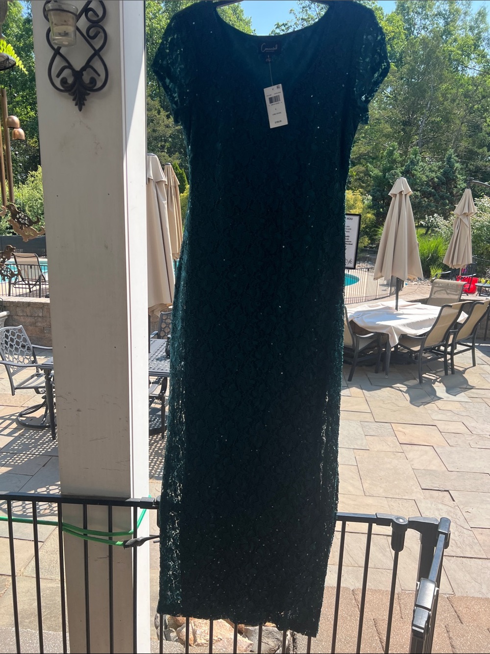 connected apparel Dark Green Lace Sequin Maxi Dress
